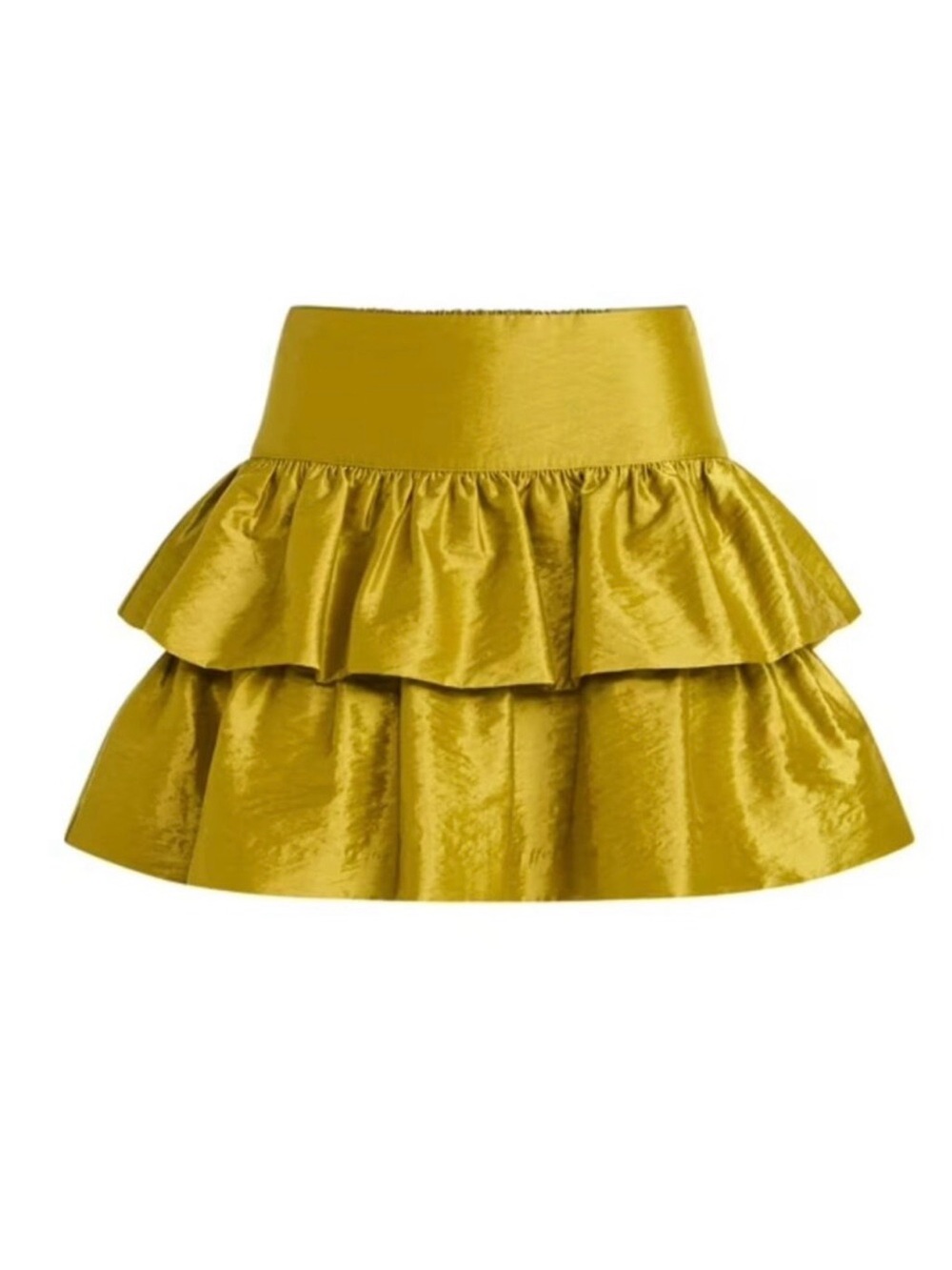 Gold Tiered Ruffle Mini Skirt